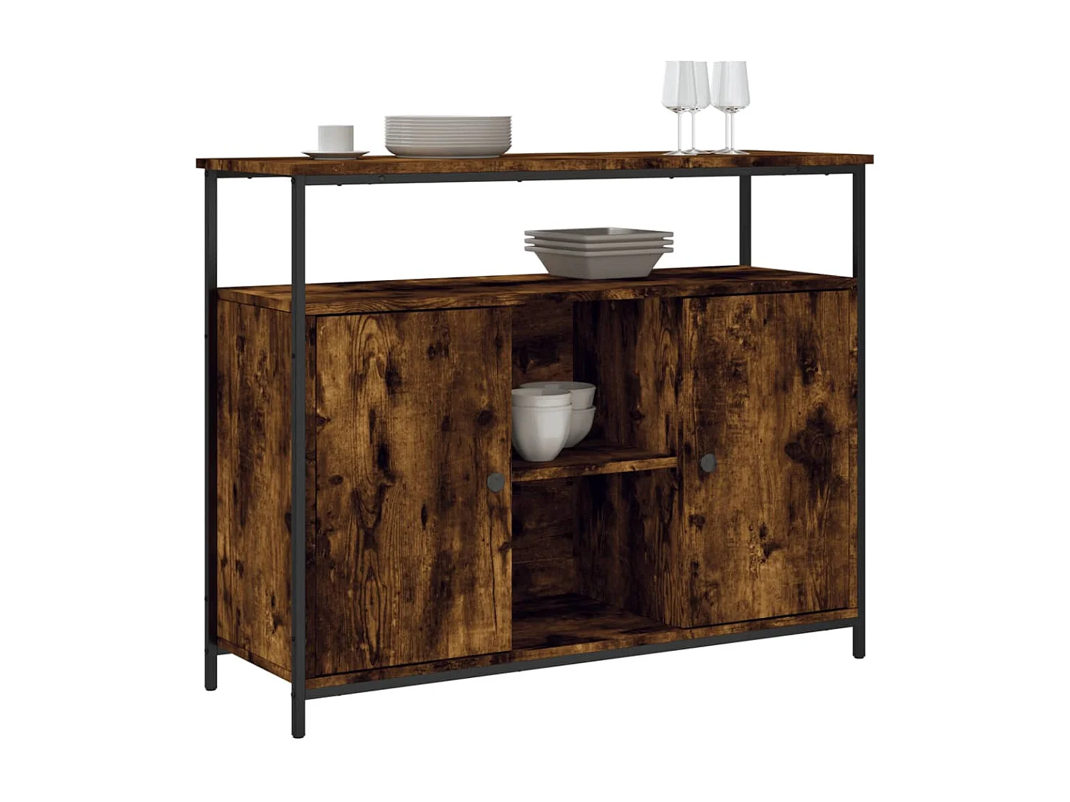Buffet chêne fumé 100x35x80 bois d'ingénierie
