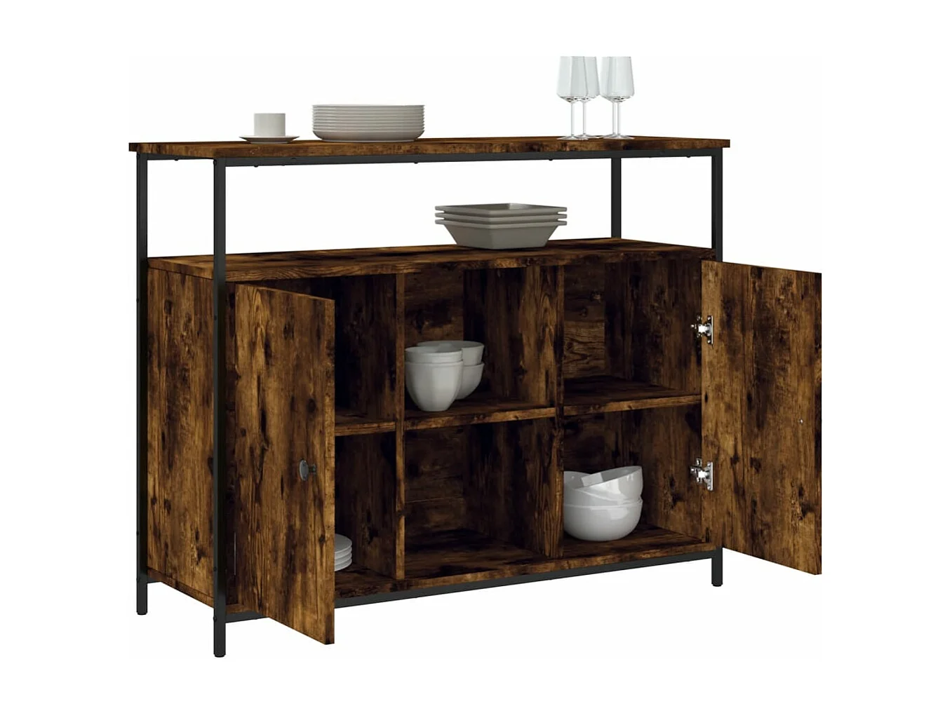 Buffet chêne fumé 100x35x80 bois d'ingénierie