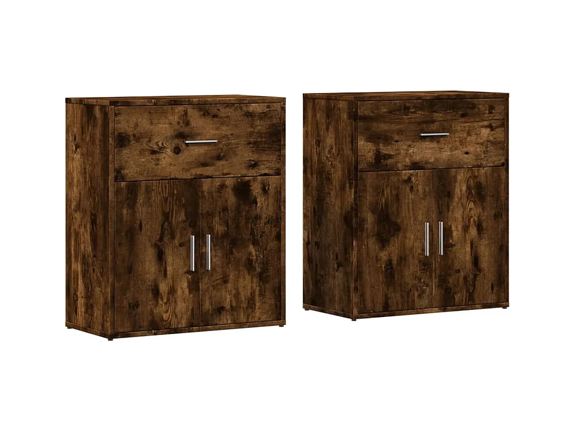 Buffets 2 pcs chêne fumé 60x31x70 bois d'ingénierie