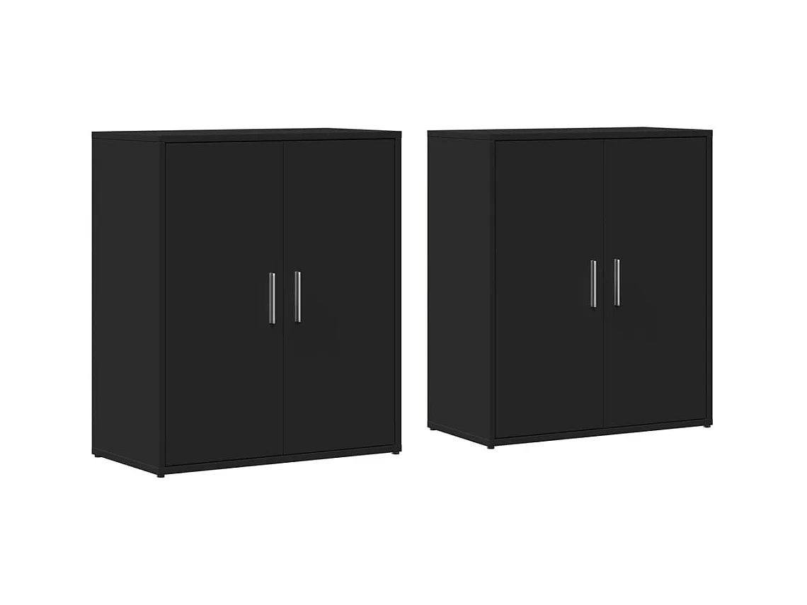 Buffets 2 pcs noir 60x31x70 bois d'ingénierie