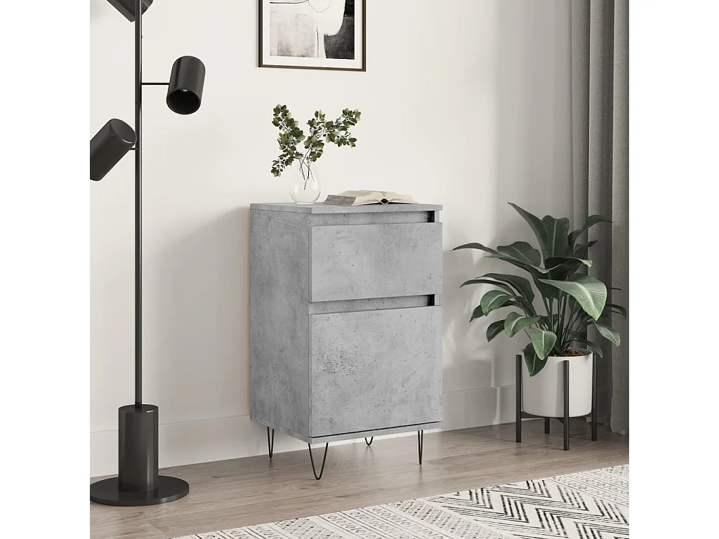 Buffet gris béton 40x35x70 bois d'ingénierie