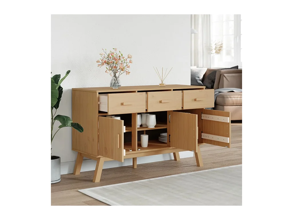 Buffet OLDEN marron 114x43x73,5 bois massif de pin