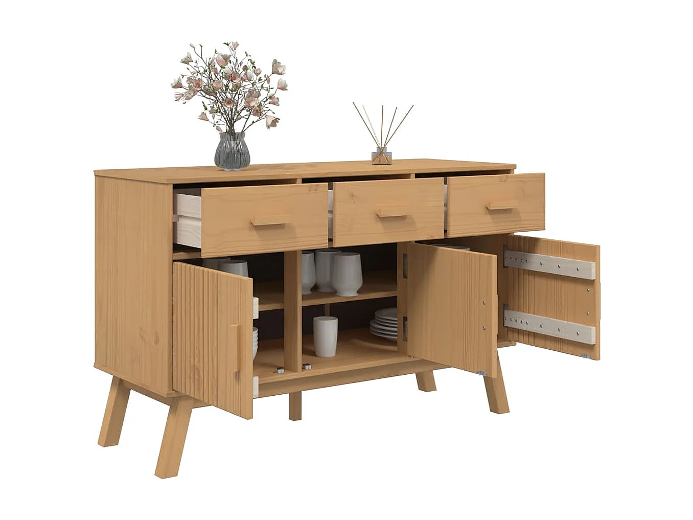 Buffet OLDEN marron 114x43x73,5 bois massif de pin