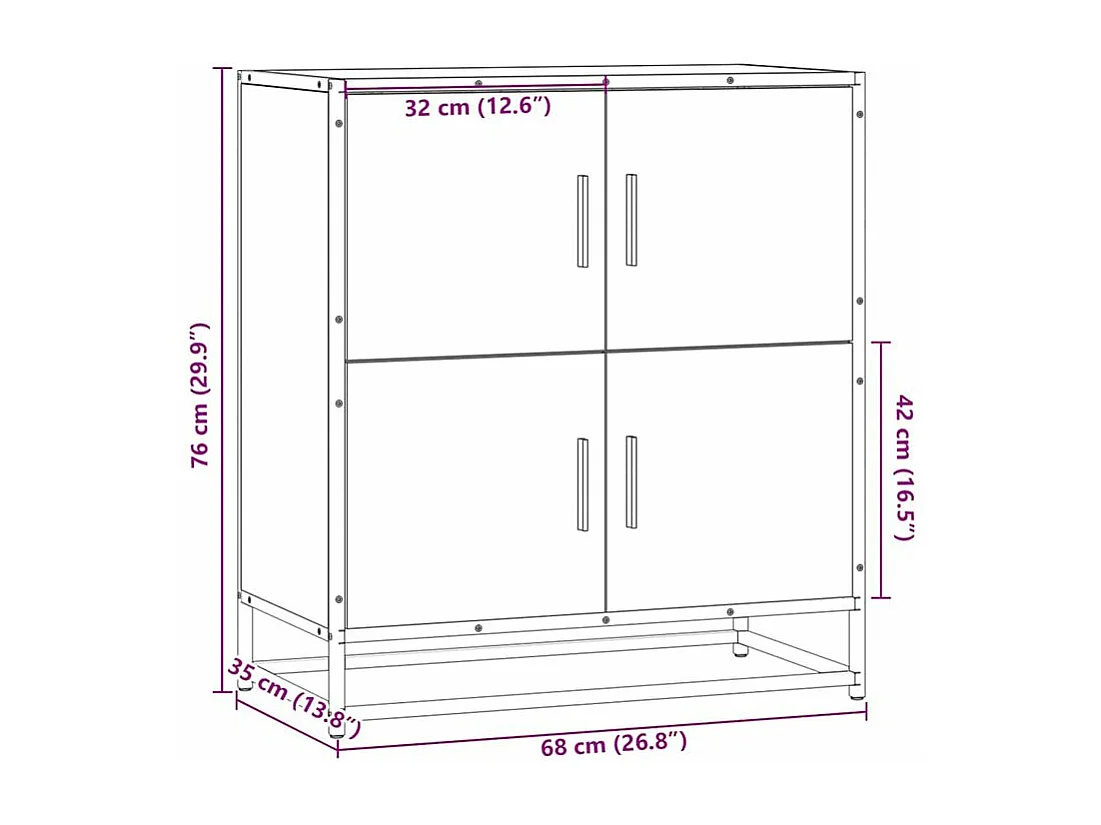 Buffet chêne marron 68x35x76 bois d'ingénierie