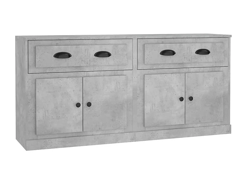 Buffets 2 pcs gris béton bois d'ingénierie