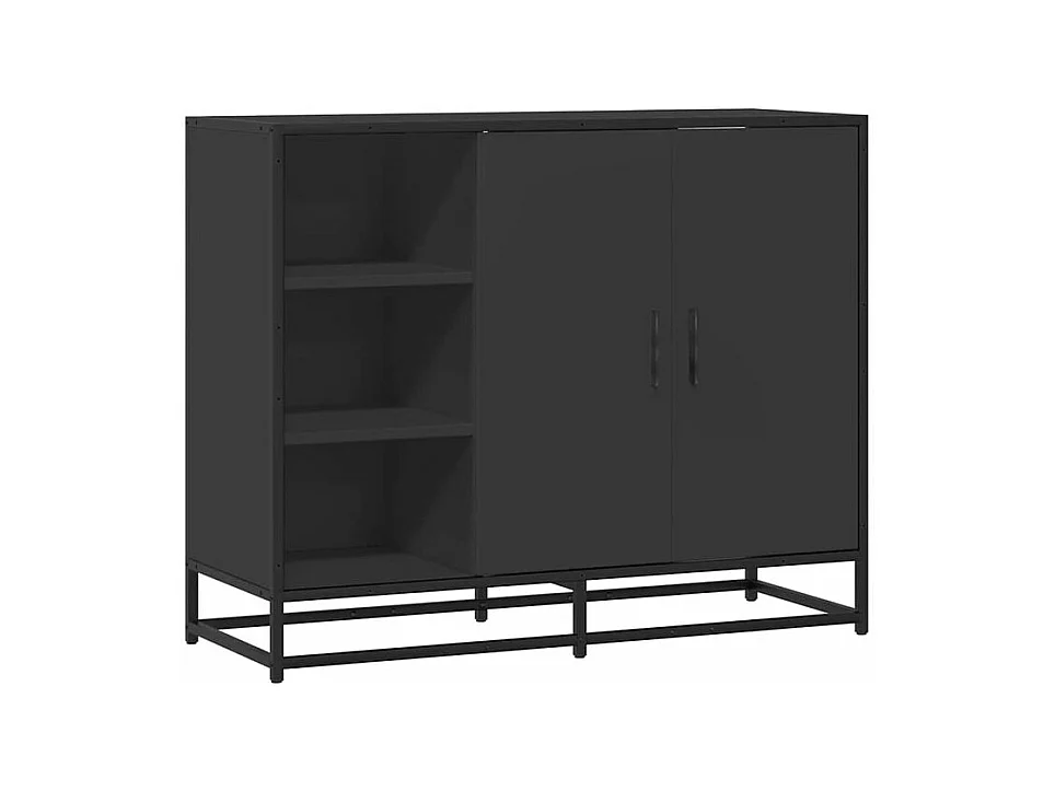Buffet noir 92x35x76 bois d’ingénierie