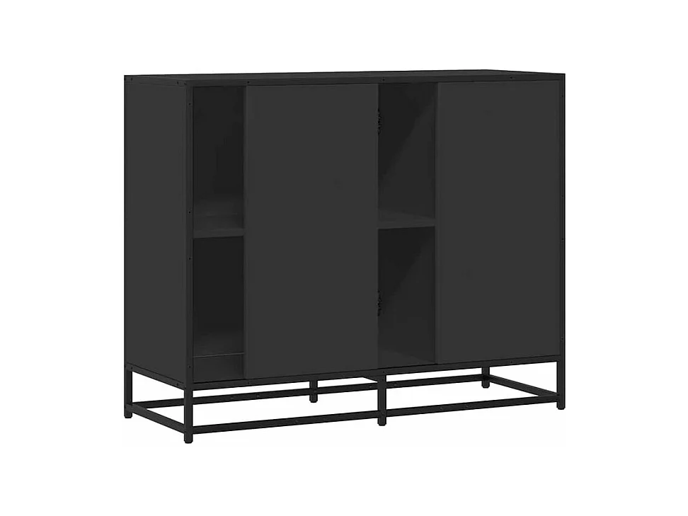 Buffet noir 92x35x76 bois d’ingénierie