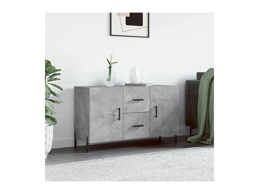 Buffet gris béton 100x36x60 bois d'ingénierie