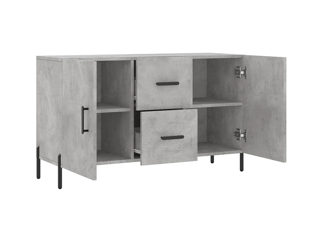 Buffet gris béton 100x36x60 bois d'ingénierie
