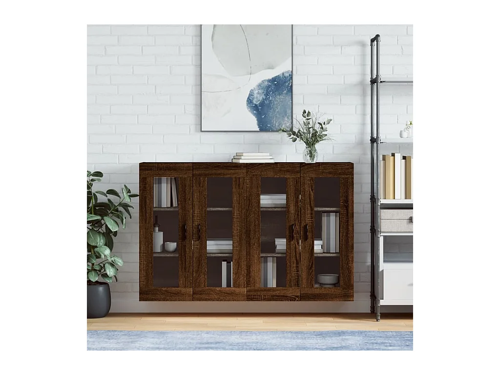 Armoires murales 2 pcs chêne marron bois d'ingénierie