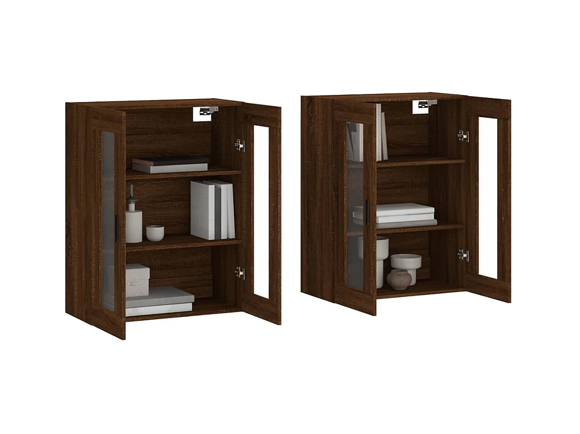 Armoires murales 2 pcs chêne marron bois d'ingénierie
