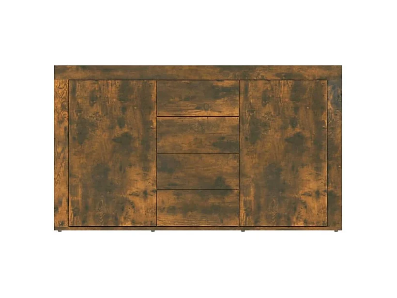 Petit buffet 2 portes 4 tiroirs 120cm – Modèle Takino-Couleur Marron fumé
