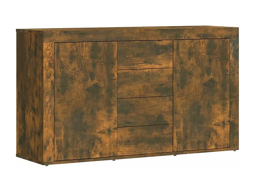 Petit buffet 2 portes 4 tiroirs 120cm – Modèle Takino-Couleur Marron fumé