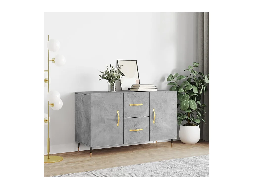 Buffet gris béton 100x36x60 bois d'ingénierie