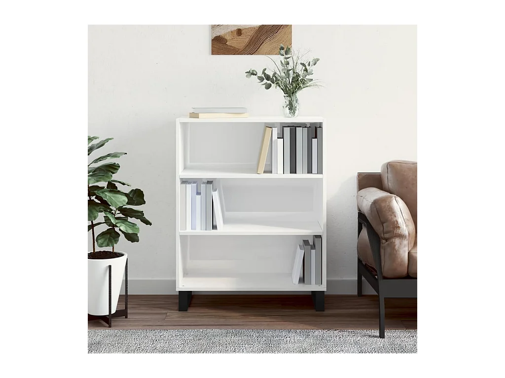 Armoire à étagères blanc brillant 69,5x32,5x90