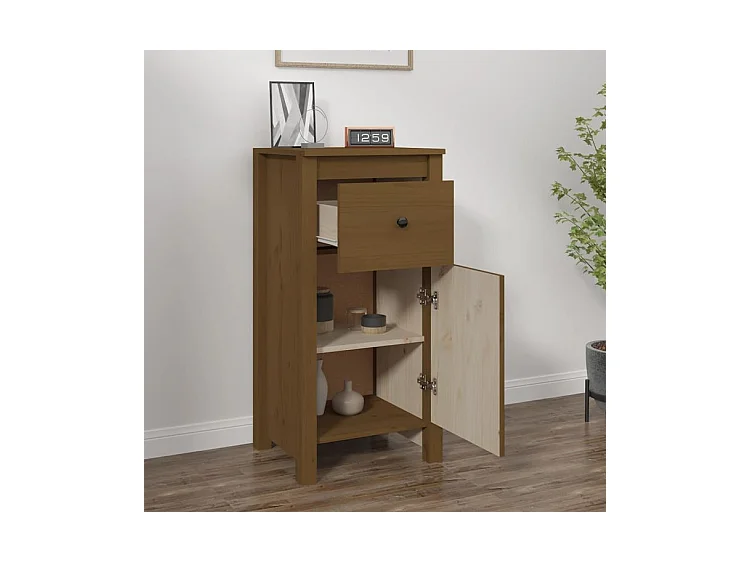 Buffet marron miel 40x35x80 bois massif de pin