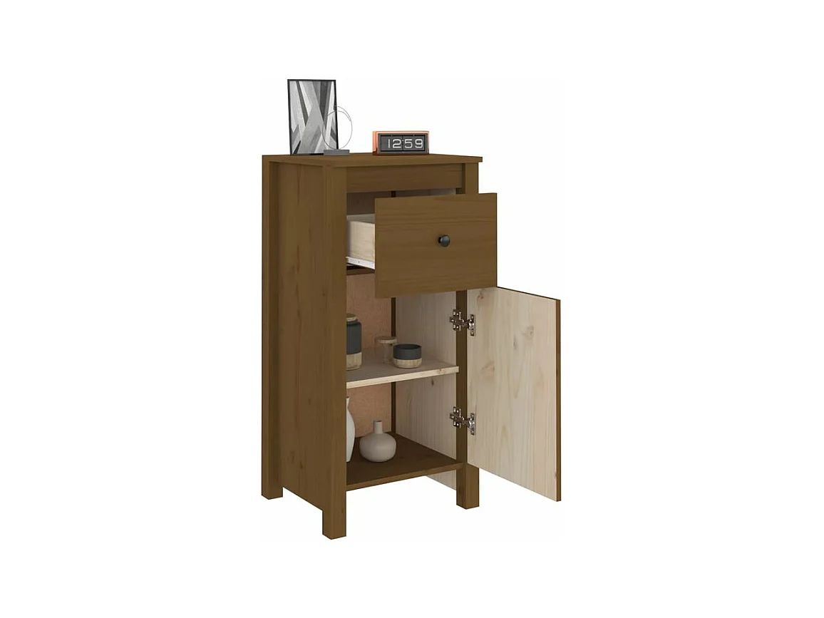 Buffet marron miel 40x35x80 bois massif de pin