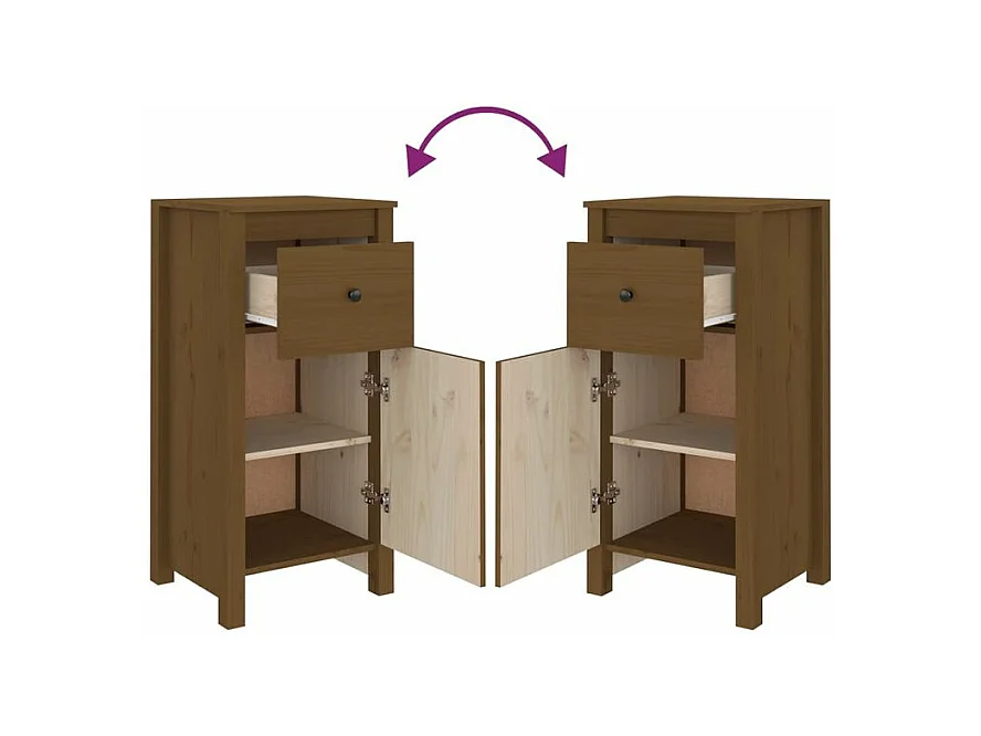 Buffet marron miel 40x35x80 bois massif de pin