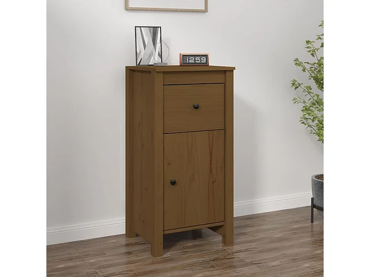 Buffet marron miel 40x35x80 bois massif de pin