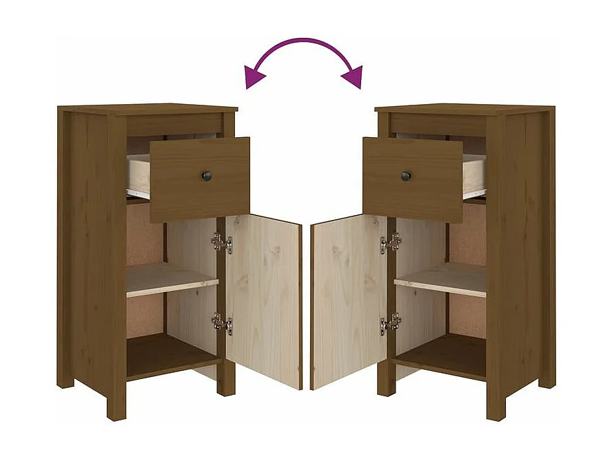 Buffet marron miel 40x35x80 bois massif de pin