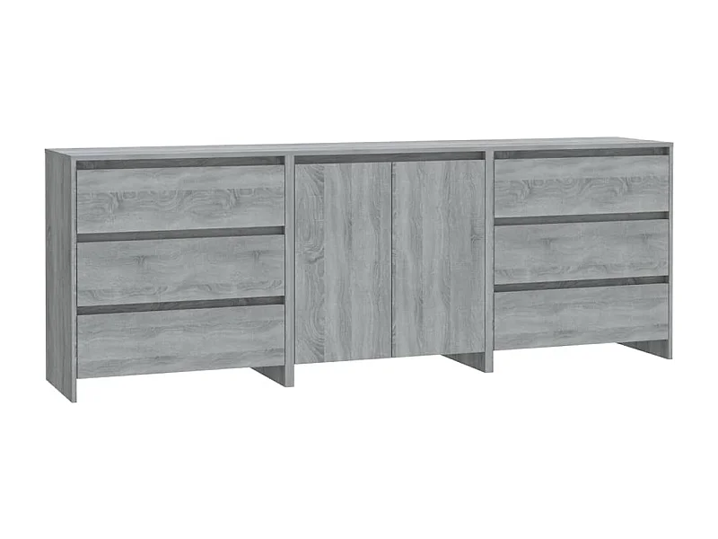 Buffets 3 pcs Sonoma gris Bois d'ingénierie