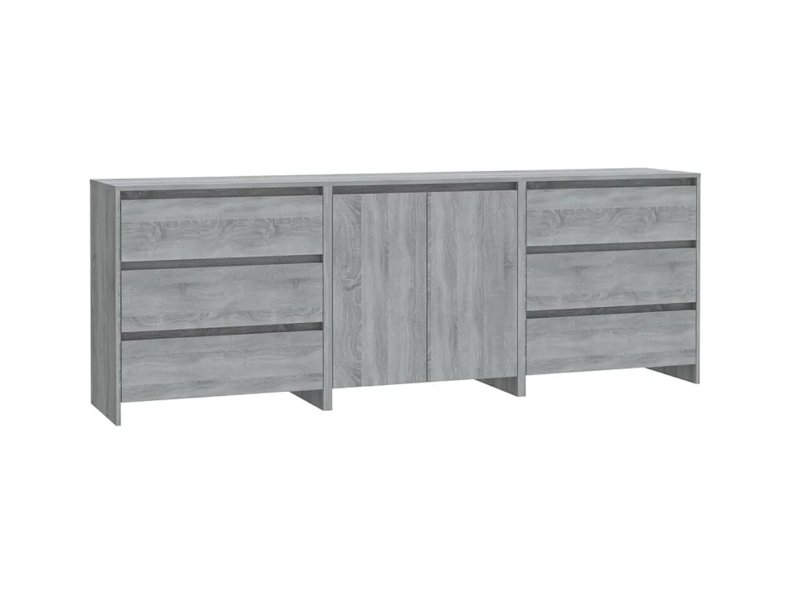 Buffets 3 pcs Sonoma gris Bois d'ingénierie