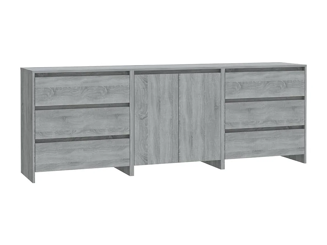 Buffets 3 pcs Sonoma gris Bois d'ingénierie