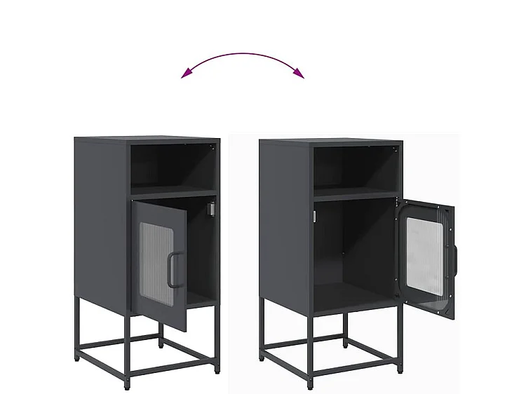 Table de chevet anthracite 36x39x78 acier laminé à froid