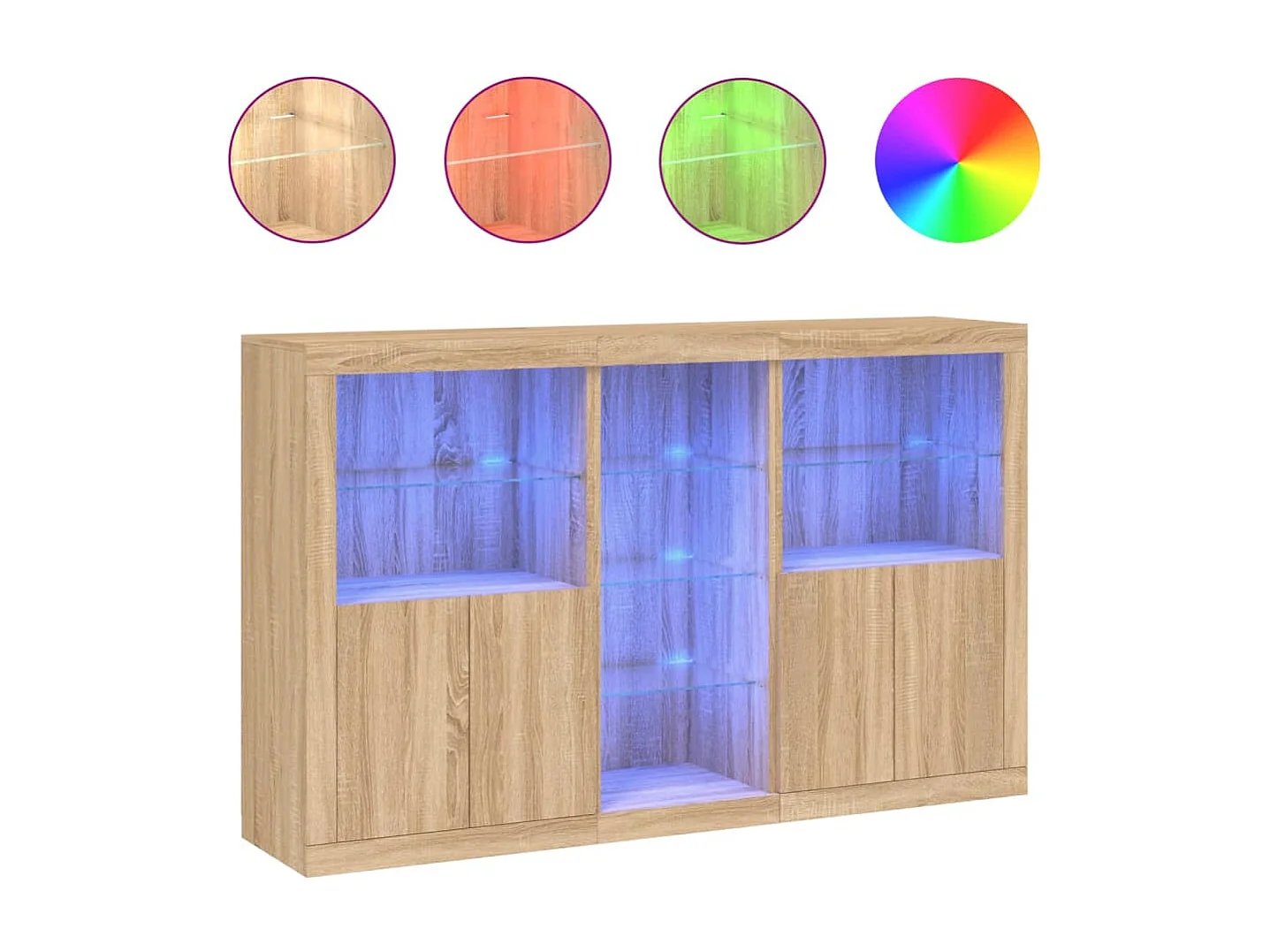 Buffet avec lumières LED chêne sonoma 162x37x100