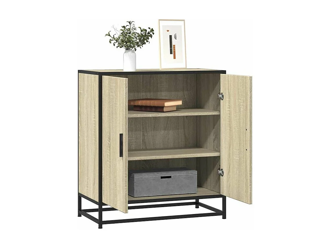 Buffet chêne sonoma 68x35x76 bois d'ingénierie et métal