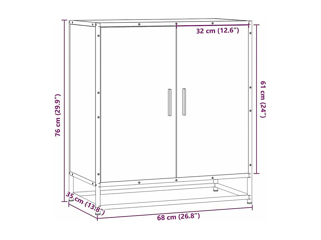 Buffet chêne sonoma 68x35x76 bois d'ingénierie et métal