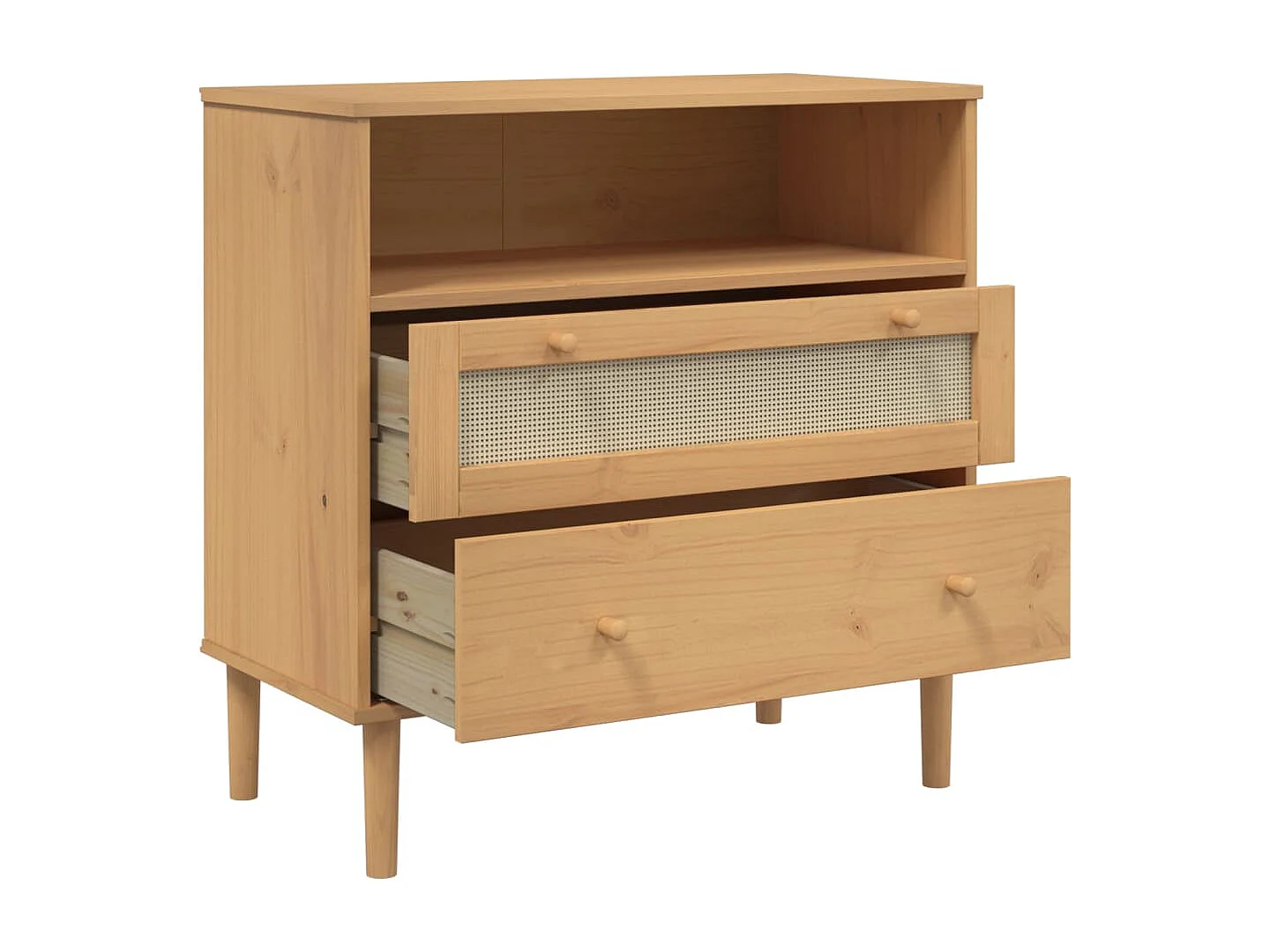 Buffet SENJA aspect rotin marron 80x40x80 bois massif de pin