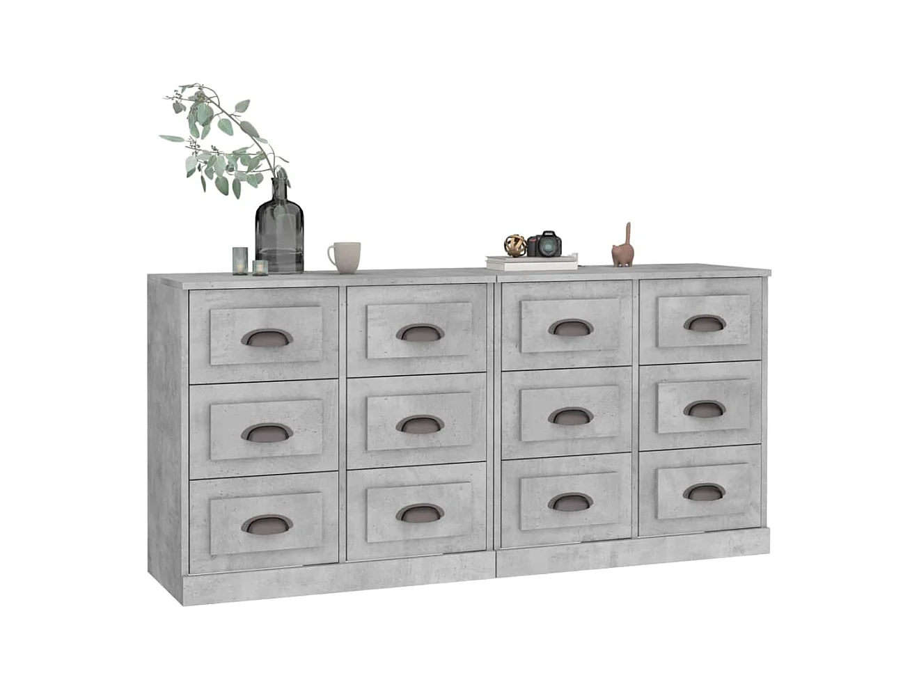 Buffets 2 pcs gris béton bois d'ingénierie