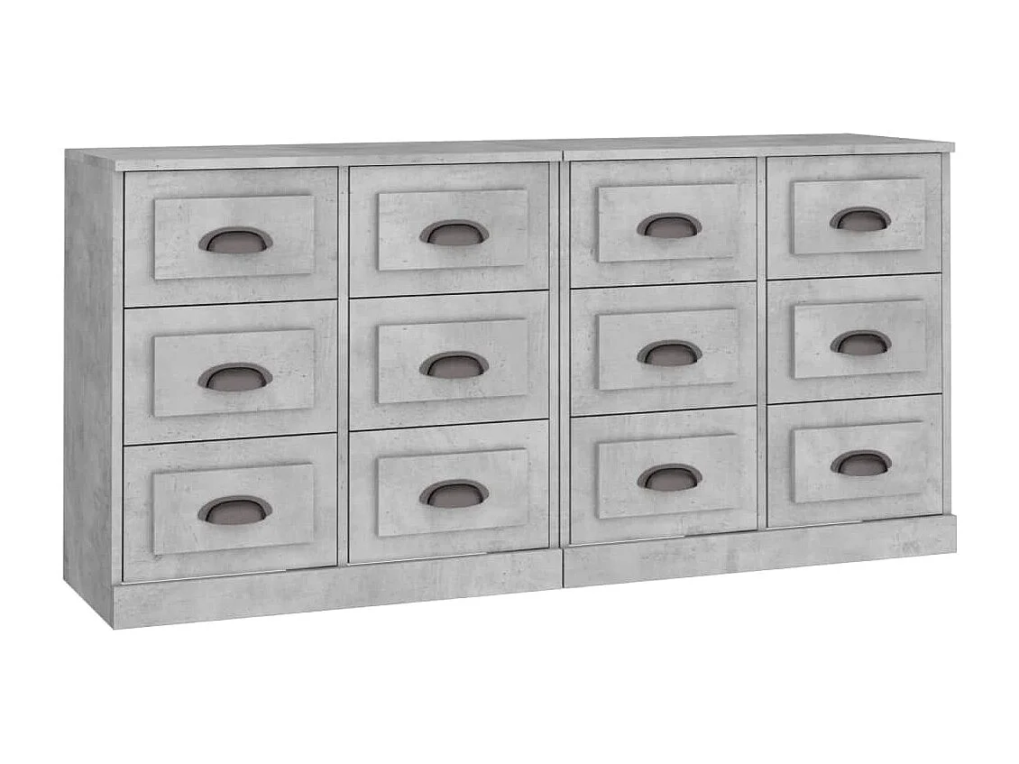 Buffets 2 pcs gris béton bois d'ingénierie