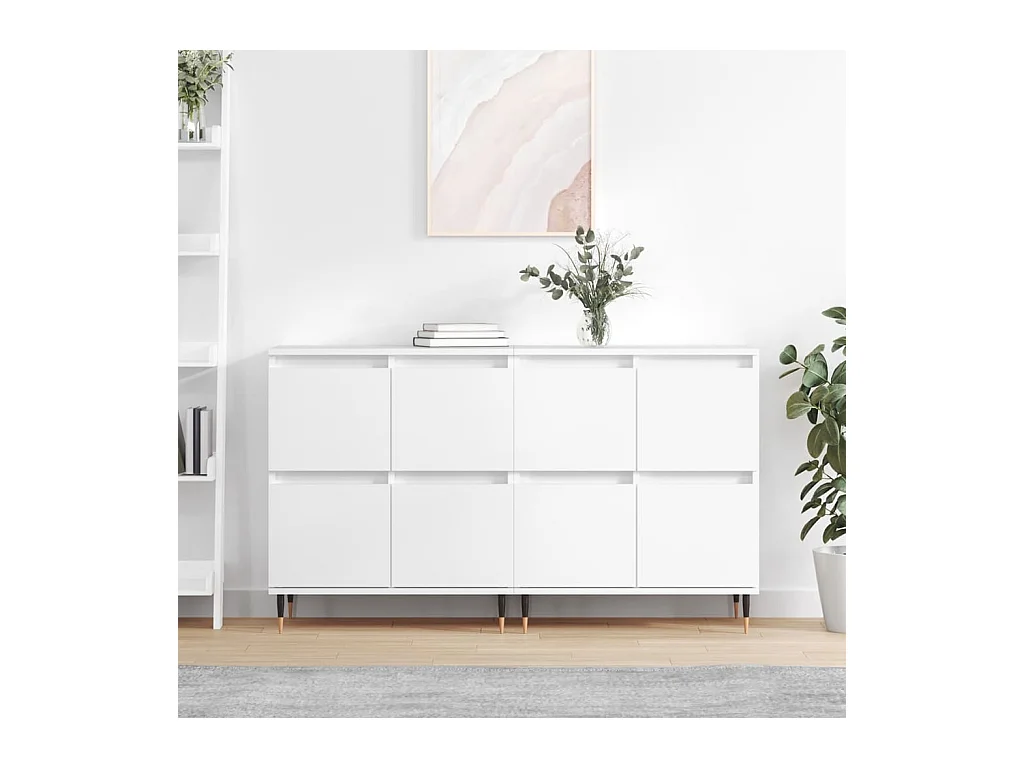 Buffets 2 pcs blanc bois d'ingénierie