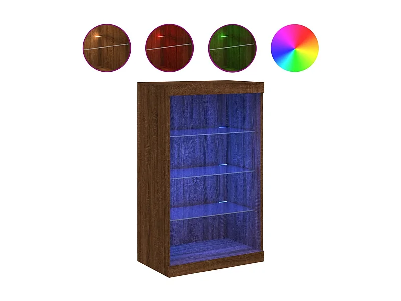 Petit meuble à niches avec éclairage LED - Collection Arizona-Couleur Noyer