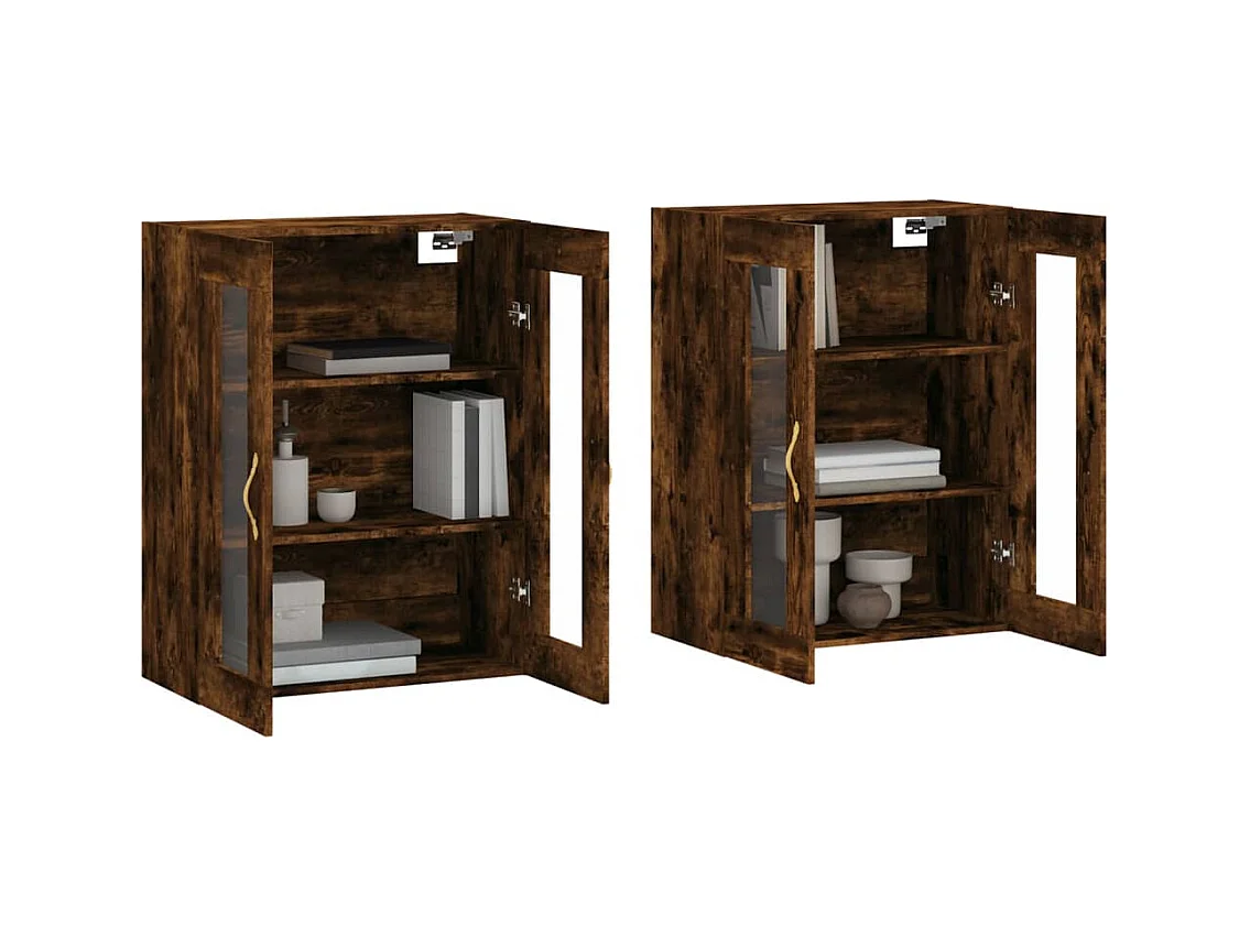 Armoires murales 2 pcs chêne fumé bois d'ingénierie