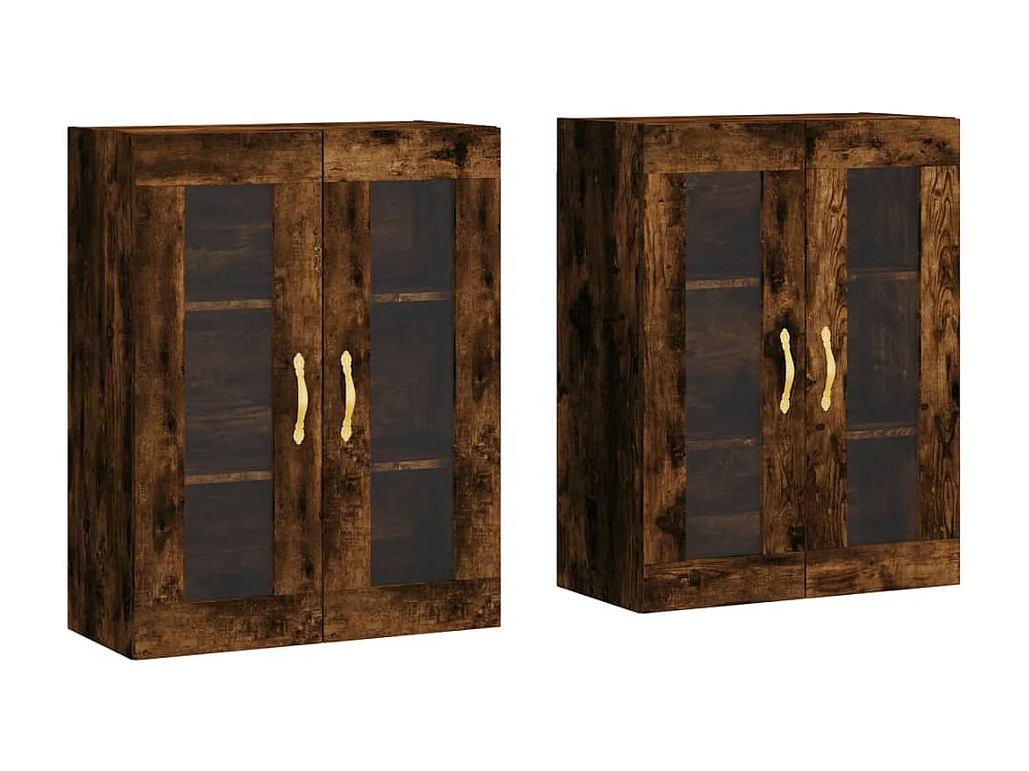 Armoires murales 2 pcs chêne fumé bois d'ingénierie
