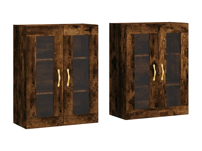 Armoires murales 2 pcs chêne fumé bois d'ingénierie