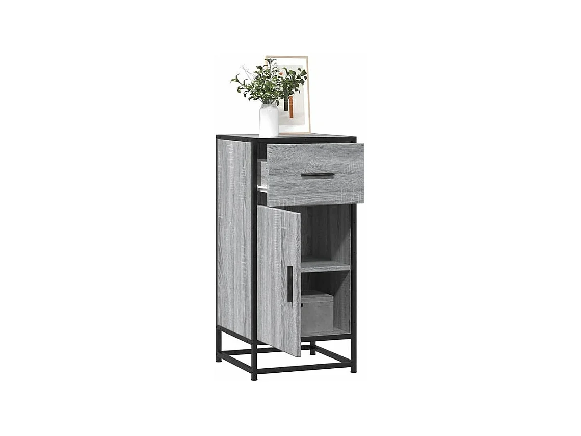 Buffet sonoma gris 35,5x35x76 bois d'ingénierie et métal