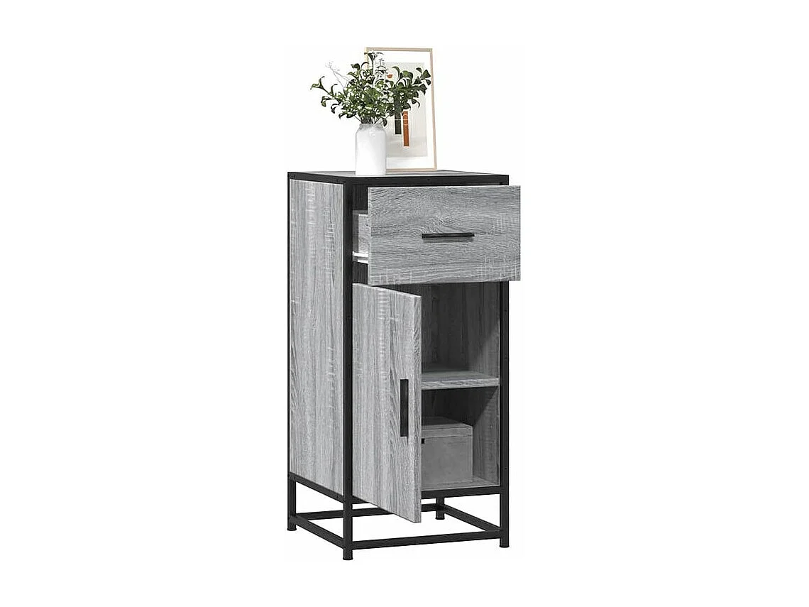 Buffet sonoma gris 35,5x35x76 bois d'ingénierie et métal