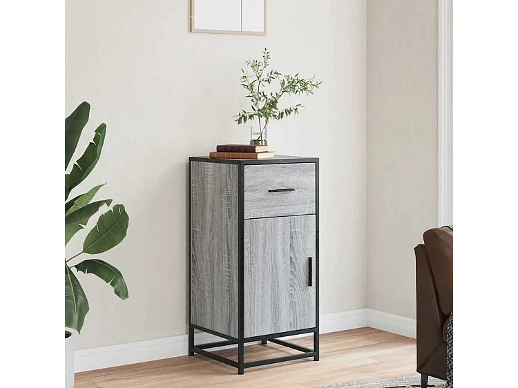 Buffet sonoma gris 35,5x35x76 bois d'ingénierie et métal