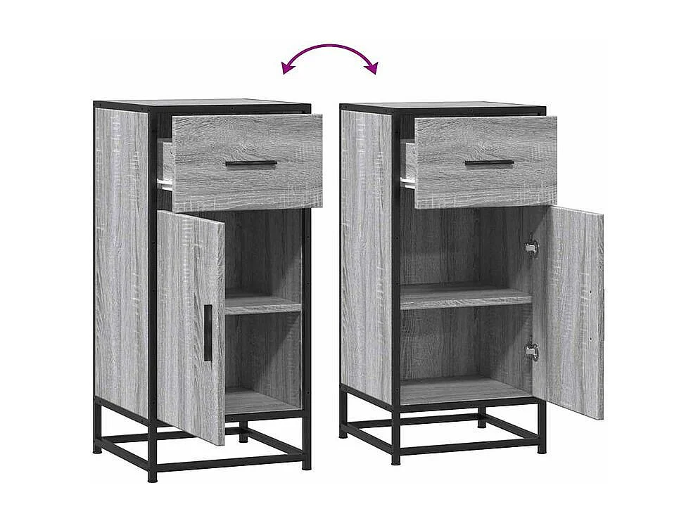 Buffet sonoma gris 35,5x35x76 bois d'ingénierie et métal