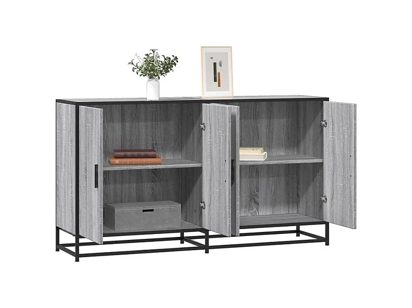 Buffet sonoma gris 134x35x76 bois d'ingénierie