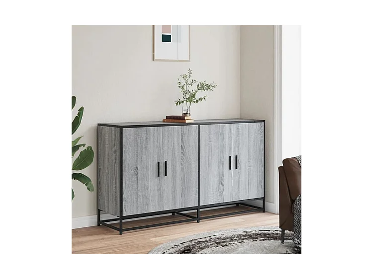 Buffet sonoma gris 134x35x76 bois d'ingénierie