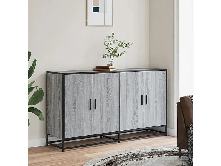 Buffet sonoma gris 134x35x76 bois d'ingénierie