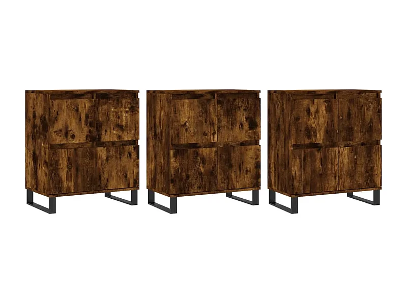 Buffets 3 pcs Chêne fumé Bois d'ingénierie