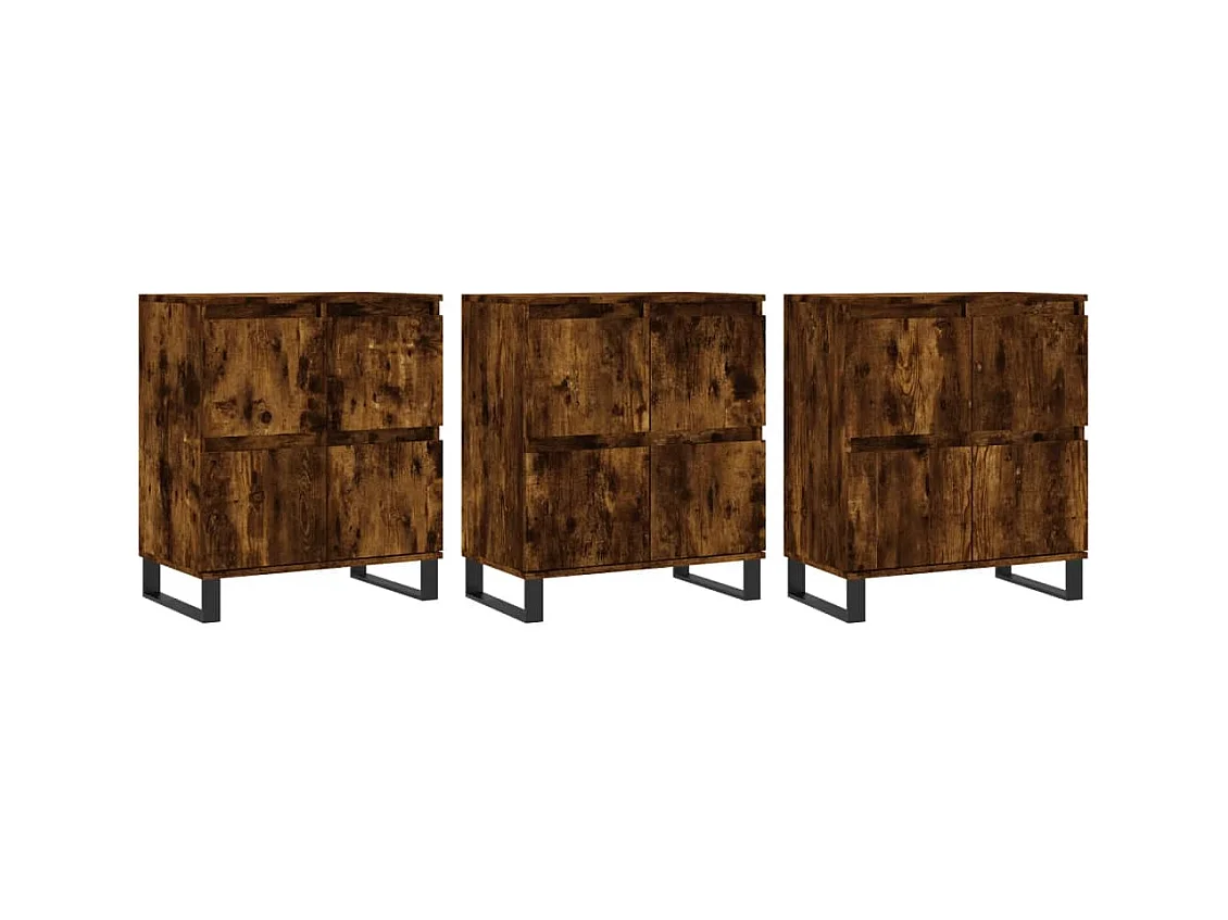 Buffets 3 pcs Chêne fumé Bois d'ingénierie