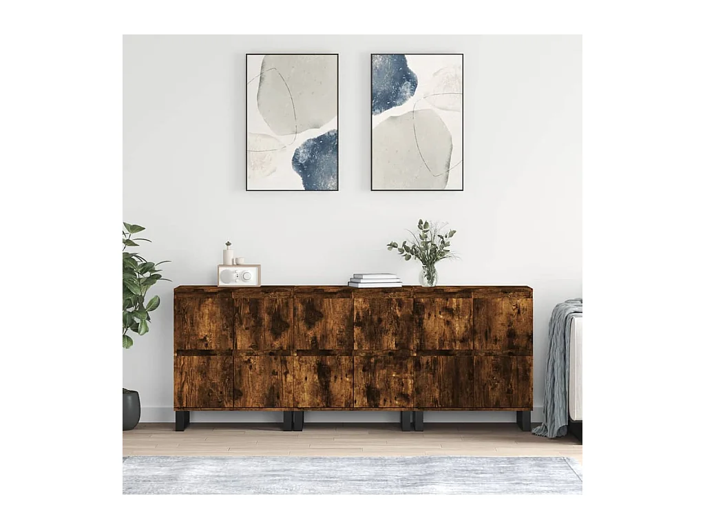 Buffets 3 pcs Chêne fumé Bois d'ingénierie