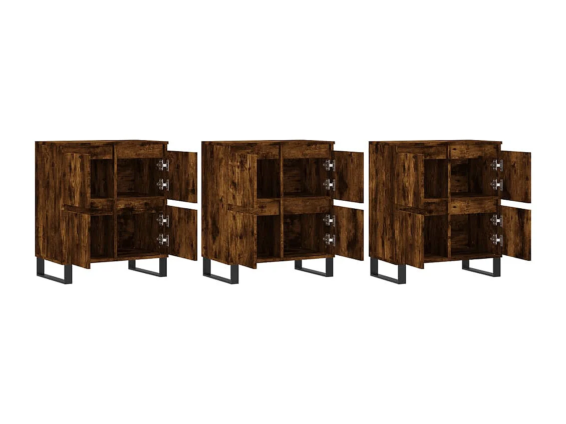 Buffets 3 pcs Chêne fumé Bois d'ingénierie